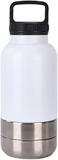 Travel Container for Dog Food with Insulated Water Dispenser and Bowls, White