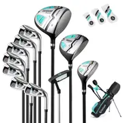 Costway Women's Golf Club Set 15-club Portable Complete Set for Juniors w/Stand Bag Green