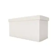 Linen Look Storage Ottoman - Beige
