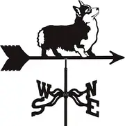 Farmhouse Weather Vane Roof Mount Rod, Deer Retro Elk Corgi Car Squirrel Wolf Silhouette Wind Direction Indicator Outdoor Metal Bracket Weathervane for Garden Yard