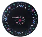 3'x3' Marble Side Table Dining Table Top Lapis Lazuli Inlay Hallway Decor