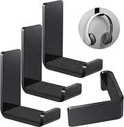 4 Pieces Acrylic Headphone Hook Headphone Hanger Holder with Adhesive Glues Headset Holder Mount for General Purpose Game Headphones (Black)