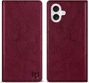 ZZXX for iPhone 16 Wallet Case with [RFID Blocking] Card Slot Stand Strong Magnetic Leather Flip Fold Protective Phone Case for iPhone 16 Case Wallet(Wine Red-6.1 inch)