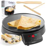 12" Griddle & Crepe Maker, Non-Stick Electric Crepe Pan w Batter Spreader & R...