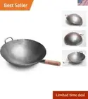 Professional 16" Hand Hammered Carbon Steel Wok with Wooden and Steel Handle
