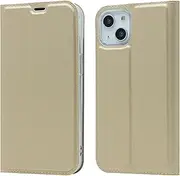 Cavor for iPhone 13 Case (6.1"),PU Leather Cover Folio Flip Slim Ultra Thin Wallet Magnetic Case Stand Card Slot Holder with Kickstand Phone Cover Case- Champagne Gold