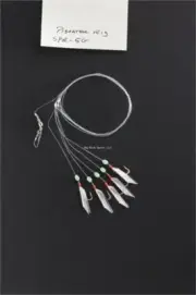 Mustad Piscator Bait Rig 5 Gold Hooks #2 Red Head/Green Fluorescent SPR-5G-2-1