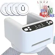 Fully Automatic Card Dealer, 360° Rotating Card Dealing Machine, Card Splitting Machine with 4 Wireless Dealer Button, Built-in 5000MAH Rechargeable Battery, for UNO, Blackjack, Texas Hold'em(White)