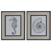 [Florabelle Living] Arielle Sealife In Navy Frame With Linen Insert Set 2