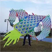 Dragon Dance Silk Silk Dragon Dance 3D Blue Dragon Dance Ribbon Rotating Outdoor Flinging Wu Long 3D Dragon Ribbon Streamer with Travel Bag (Size : Length 10m/33ft)