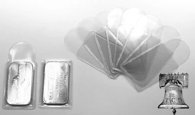 50 Vinyl Flip Sleeve 1oz Silver Gold Copper Bar Ingot Holder Bars Single Pocket