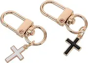 [Baluue] 2pcs Vintage Cross Keychain Retro Keyring Pendant for Bag Purse Backpack Fade Resistant Decorative Charms Unique Keychain Accessories for Individuality