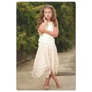 Rich NEW NWT Soft Peach Lace/Ivory 3-Piece Skirt/Top/Leg Warmers PLUSH Outfit 4Y