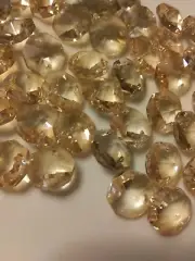 Light Champagne Color 14mm 2 hole Glass Octagon Beads. [53 pcs].