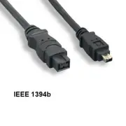 Kentek 3' IEEE-1394b 9 Pin Male to 4 Pin Male Firewire 400Mbps iLINK DV Cable PC