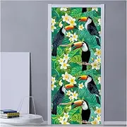 Door Stickers Modern Leafy Flowers and Birds Door Sticker for Living Room Bedroom PVC Self-Adhesive Door Mural Creative Home Decor 3D Decals (Size : 95x215cm)