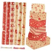 Christmas Wrapping Paper Rolls Red - Xmas Gift Wrapping Paper 6-Rolls