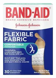 Band Aid Flexible Fabric Adhesive Bandages Comfortable Protection 30 ct 2 Pack