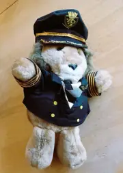 Bear Doll Airline Pilot Captain Lionheart, 10in, 12in including Hat, Airlines