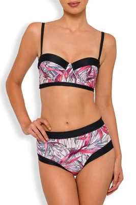 NANCY GANZ Longline Swimsuit Shaping Bikini Top & Smoothing Brief Size 14CD NWT