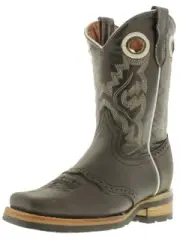 Kids Toddler Western Boots Cowboy Wear Black Stitched Leather Square Toe