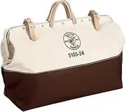 Klein Tools 5105-24 Tool Bag, Heavy Duty Canvas Tool Storage with Moisture-Resistant Vinyl Bottom and Steel Frame for Rugged Use, 24-Inch