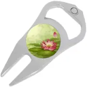 Pink Lotus Flower Golf Ball Marker Divot Repair Tool Bottle Opener