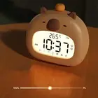 Cute Capybara Alarm Clock with LED Light USB Rechargeable Timer for Kids