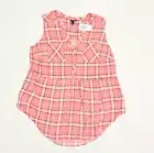 NEW Torrid Women V Neck Blouse Sleeveless Plaid Rayon Pink Plus Size 1