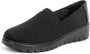 [ACANER] Women’s Orthopedic Loafers Round Toe Comfortable Slip-on Bunions Work Shoes Stretchy Walking Orthotic Shoes with Arch Support