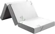 Trifold Foam Mattress Folding Sofa Bed Floor Portable Sleeping Mat Camping Cushion 15CM Thick Washable Bamboo Cover 200x90x15cm