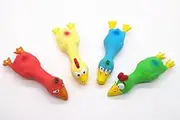 CatYou 4PCS Safe Latex Dog Squeaky Toys, 6.6" Long Soft Chew Molar Dog Small Screaming Rubber Chicken Toys, for Puppy Small Medium Dogs