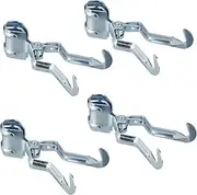 Relaxdays Camping Clamp Hooks, Set of 4, Hooks for Tent Poles, up to 25 mm, Metal, Tent Clothes Hooks for Clamping, Silver