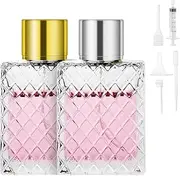 LOPHE Perfume Atomiser, 100 ml, Pack of 2, Grid Style Mini Perfume Atomiser for Travel, Portable Perfume Atomiser, Refillable, Empty, Perfume Sprayer for Travel Men and Women