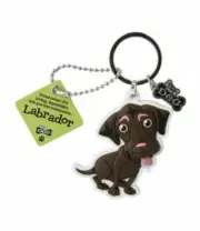 590019 WAGS & WHISKERS LABRADOR BROWN DOG CARICATURE RUBBER IMAGE METAL KEYRING