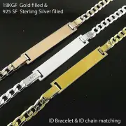 ID Bracelet 925 Silver 18k Gold Filled Initial Identification Kids Size Bangle