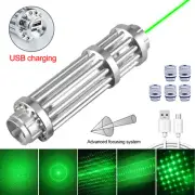 2000m Green Laser Pointer Pen SOS Laser USB Rechargeable with 5 Caps