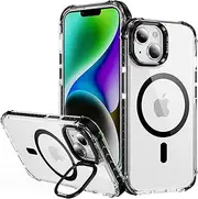 for iPhone 11 Case with Metal Camera Stand,Full Protection Shockproof Cover, High-Transparency Magnetic Case for iPhone 11 (Black)