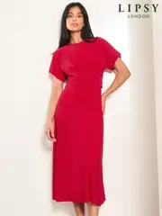Lipsy Red Cross Front Underbust Jersey Midi Dress (AT2151) | $59