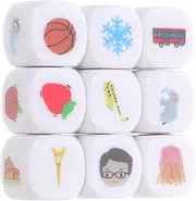 Kisangel 9pcs Storytelling Dice for Imagination Training Language Expression Learning Dices Bag for Educational Games and Creative Play