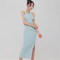 在飛比找蝦皮商城優惠-OL洋裝S-XL8698#韓版夏裝新款性感露背圓領無袖針織連