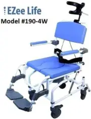 Ezee Life Aluminum Tilt Shower Commode Chair 18″ Seat with Locking Caster...