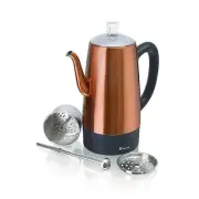 Euro Cuisine Stainless Steel 12-Cups Electric Percolator Coffee Pot Copper