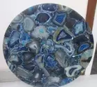 Blue Agate Coffee Round Table Top, Agate Gemstone Office Side Table Top Decors