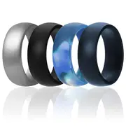 ROQ Silicone Wedding Ring Set - Blue-Camo by ROQ for Men - 4 x 11 mm Ring