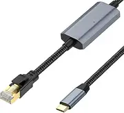 tunghey USB C to Ethernet Cable, Type C to RJ45 Cord, Directly Connected, Gigabit LAN Network, Thund-erbolt 3/4 Compatible, for Ma-cBook Pro/Air, IP-ad Pro, 15 Series, Galaxy, Laptop, PC (2m)