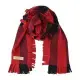 BURBERRY經典格紋羊毛流蘇披肩/圍巾(黑紅)