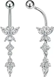 [Generic] New pearl heart-shaped snake cross pink zircon navel ring stainless steel zircon navel nail (A0-3057)