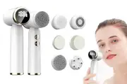 Portable Facial Cleansing Spin Roller Sonic Massager Cleaner Brush-Whitie