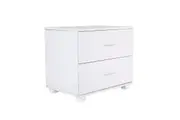 Bedside Table Side Storage Cabinet Nightstand Bedroom 2 Drawer Legs ETTA WHITE
